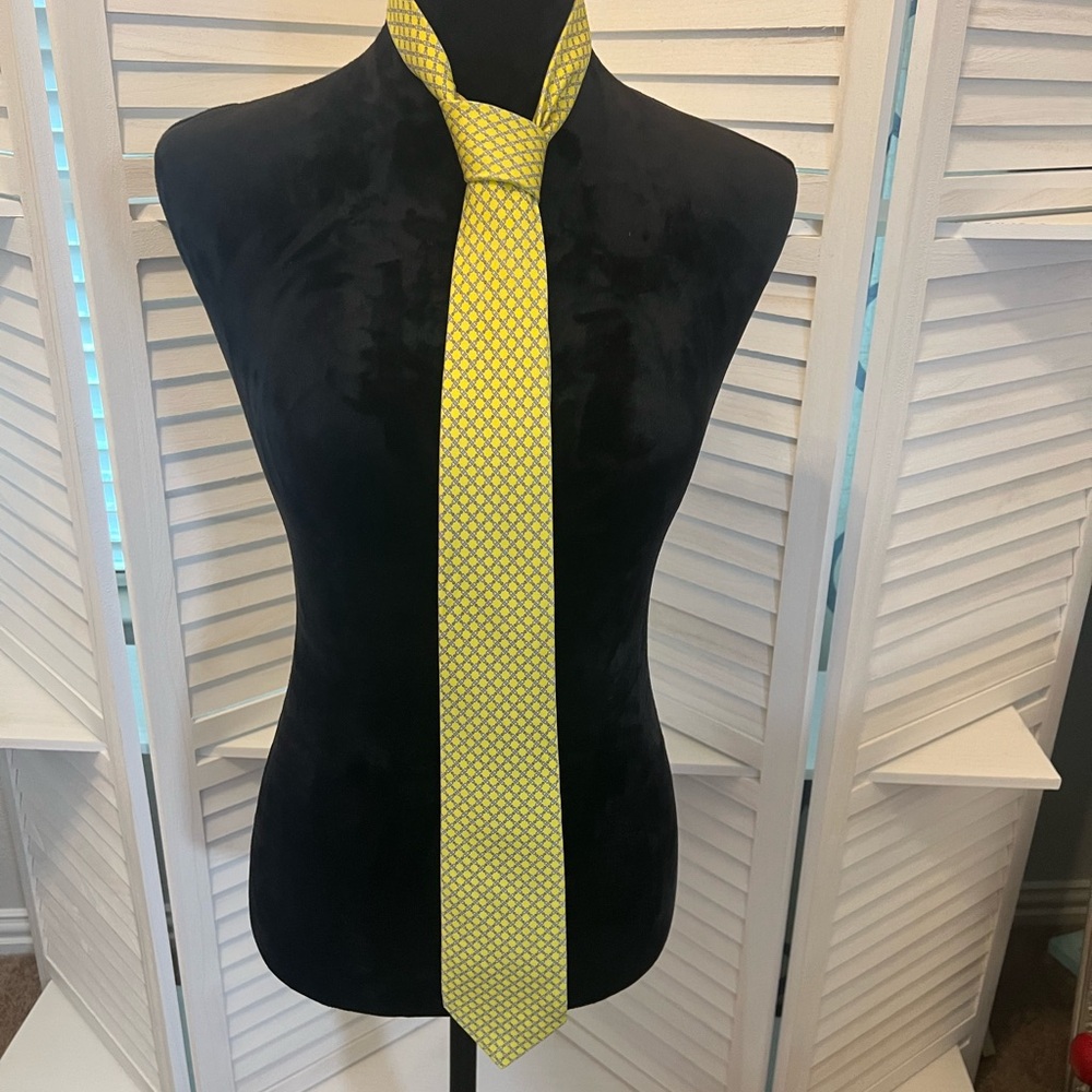 Hermes Yellow Geometric Men's Tie